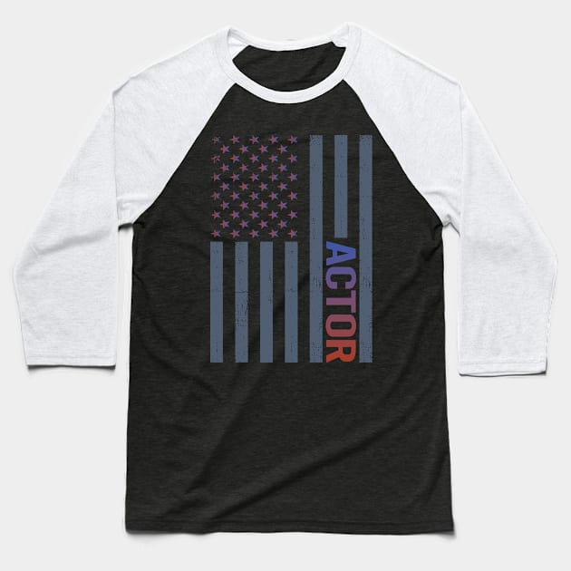 American Flag - Actor Baseball T-Shirt by hieunguyen.art